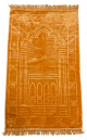 Tapis de prière adulte ultra-doux avec motif 4 ogives et franges torsadées - Couleur Jaune or Tapis de prière adulte ultra-doux avec motif 4 ogives et franges torsadées - Couleur Jaune or