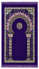 Tapis de prière musulman pour adulte violet motifs Rosace et fleurs multicolores Tapis de prière musulman pour adulte violet motifs Rosace et fleurs multicolores