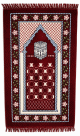 Tapis de prière musulman pour adulte bordeaux motifs Kaaba et fleurs multicolores Tapis de prière musulman pour adulte bordeaux motifs Kaaba et fleurs multicolores