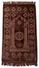 Tapis de prière adulte avec motif rosace et frange torsadée - Ultra-doux type velours - Couleur unie marron