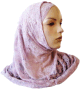 Hijab 2 pieces rose avec motifs