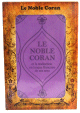 Coffret Cadeau Le Noble Coran et la traduction en langue francaise de ses sens (bilingue francais/arabe) - Edition de luxe couverture cartonnee en simili-cuir mauve-violet