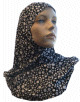 Hijab 1 piece noir avec des petits pois blanc