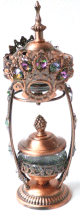 Grand encensoir metallique bronze avec compartiment pour y stocker l'encens a bruler