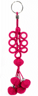 Pendentif / Porte-clés artisanal en sabra avec pompons - Fushia Pendentif / Porte-cles artisanal en sabra avec pompons - Fushia
