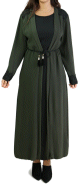Robe longue noire avec kimono integre couleur kaki