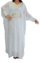 Robe orientale manches longues avec broderies - Couleur blanche