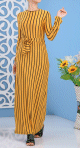 Robe à rayures noires de couleurs jaune moutarde (Vêtement femme moderne - Turquie) Robe a rayures noires de couleurs jaune moutarde (Vetement femme moderne - Turquie)