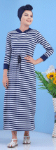 Robe décontractée à capuche pas cher pour femme - Rayures blanches et bleues Robe decontractee a capuche pas cher pour femme - Rayures blanches et bleues