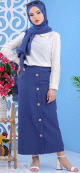 Jupe longue a boutons pour femme - Couleur bleu