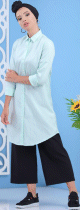 Chemise longue évasée couleur vert d'eau (100% coton) Chemise longue evasee couleur vert d'eau (100% coton)