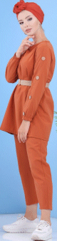 Ensemble Tunique et Pantalon avec Ceinture - Couleur rouille (Vetements modernes - Marque Amelis Paris)