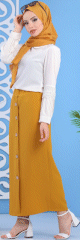 Jupe longue a boutons de marque Amelis Paris pour femmes - Couleur moutarde