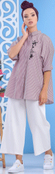 Chemise brodée à rayures prunes pour femmes Chemise brodee a rayures prunes pour femmes