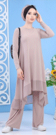 Ensemble Deux Pièces Tunique et Pantalon - Style chic et moderne pour femme - Couleur Beige Ensemble Deux Pieces Tunique et Pantalon - Style chic et moderne pour femme - Couleur Beige