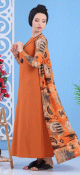 Ensemble décontracté et mastour pour femme : Robe et kimono assorti (deux pièces) - Couleur rouille Ensemble decontracte et mastour pour femme : Robe et kimono assorti (deux pieces) - Couleur rouille