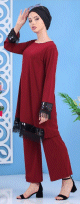 Ensemble femme deux pièces tunique + pantalon de couleur bordeaux Ensemble femme deux pieces tunique + pantalon de couleur bordeaux