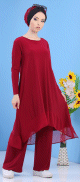 Ensemble moderne et chic de marque Amelis Paris : Deux Pièces Tunique et Pantalon pour femme - Couleur Framboise Ensemble moderne et chic de marque Amelis Paris : Deux Pieces Tunique et Pantalon pour femme - Couleur Framboise