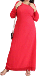 Robe rouge vermeil avec finition en dentelle