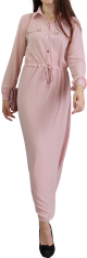 Robe de ville boutonnée manches longues pour femme - Couleur Rose pale Robe de ville boutonnee manches longues pour femme - Couleur Rose pale