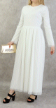 Robe de soiree longue plissee en tulle - Robe de mariage et ceremonie - Couleur Blanc