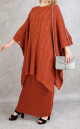 Ensemble robe et poncho grosse maille pour femme - Couleur Rouille Ensemble robe et poncho grosse maille pour femme - Couleur Rouille