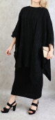 Ensemble robe et poncho grosse maille pour femme - Couleur Noir Ensemble robe et poncho grosse maille pour femme - Couleur Noir