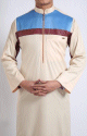 Qamis homme moderne haut de gamme de couleur beige, marron-bordeaux et bleue (tissu satine)