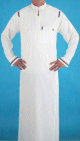 Qamis homme blanc satine moderne de luxe de marque AlBai col mao