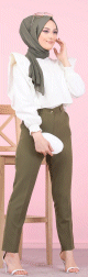 Pantalon cigarette (Vetement femme voilée - Grande taille disponible) - Couleur kaki Pantalon cigarette (Vetement femme voilee - Grande taille disponible) - Couleur kaki