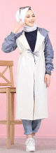 Gilet decontracte a capuche (Vetement moderne pour femme voilee) - Couleur blanc et indigo
