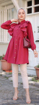 Chemise à froufrou (Vetement femme moderne) - Couleur bordeaux Chemise a froufrou (Vetement femme moderne) - Couleur bordeaux