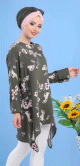 Tunique ample pour femme à motif floral - Couleur kaki Tunique ample pour femme a motif floral - Couleur kaki