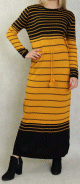 Robe en maille à rayures pour femme (Saison Automne-Hiver) - Couleur Jaune moutarde et Noir Robe en maille a rayures pour femme (Saison Automne-Hiver) - Couleur Jaune moutarde et Noir