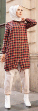 Chemise longue (Vetement pour femme voilée) - Tunique à carreaux jaune et rouge Chemise longue (Vetement pour femme voilee) - Tunique a carreaux jaune et rouge