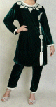 Ensemble style Jabador velours avec broderies pour femme - Deux pièces tunique pantalon - Couleur Vert foncé Ensemble style Jabador velours avec broderies pour femme - Deux pieces tunique pantalon - Couleur Vert fonce