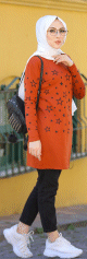Tunique imprimee avec motif etoile (Star Modeste Fashion pour femme voilee) - Couleur abricot