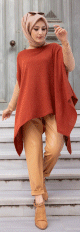 Poncho pour femme (Cape pour hijab) - Couleur brique