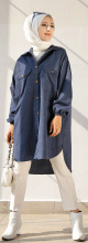 Chemise-Tunique ample pour femme (Vêtement Hijab 2025) - Couleur bleu indigo Chemise-Tunique ample pour femme (Vetement Hijab 2025) - Couleur bleu indigo