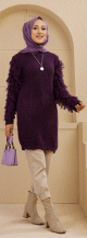 Chandail - Pull Tricot long pour femme - Couleur violet Chandail - Pull Tricot long pour femme - Couleur violet