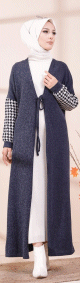 Cardigan long pour femme (Vetement hiver hijab) - Couleur bleu marine Cardigan long pour femme (Vetement hiver hijab) - Couleur bleu marine