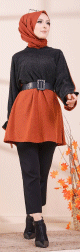 Tunique bicolore pour femme (Vetement Hijab - Boutique en ligne Paris / France) - Couleur brique