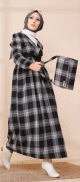 Ensemble Robe a carreaux avec sac a main assorti - Couleur noir