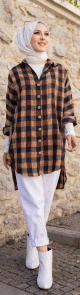 Chemise - Tunique à carreaux (Vêtement pudique pour femme) - Couleur bronze Chemise - Tunique a carreaux (Vetement pudique pour femme) - Couleur bronze