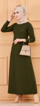 Robe longue a pois pour femme (Vetement chic pour musulmane) - Couleur kaki