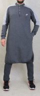 Qamis court Premium molletonne bicolore de Marque Best Ummah - Couleur Gris chine