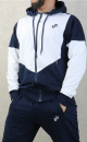 Veste jogging zippee legere bicolore a capuche de marque Best Ummah - Couleur Bleu marine et blanc