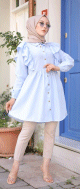 Chemise à froufrou (Vetement femme voilée chic) - Couleur bleu ciel Chemise a froufrou (Vetement femme voilee chic) - Couleur bleu ciel