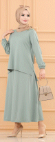 Ensemble habillé tunique et jupe (Tenue style hijab et Modest Fashion) - Couleur menthe Ensemble habille tunique et jupe (Tenue style hijab et Modest Fashion) - Couleur menthe