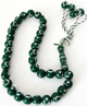 Chapelet "Sebha" vert a 33 gros grains avec motifs argentes